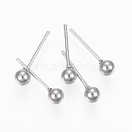 201 Stainless Steel Ball Stud Earrings, with 304 Stainless Steel Pin, Hypoallergenic Earrings, Stainless Steel Color, 16mm, Pin: 0.8mm(STAS-H413-02P-A)