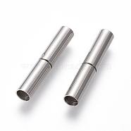 304 Stainless Steel Bayonet Clasps, Column, Stainless Steel Color, 18x4mm, Hole: 3mm(STAS-L134-02)