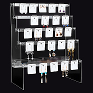 DIY 5-Tier Stairs Shape Acrylic Earring Displays Holder Set, with Earring Display Cards, Screws & Nuts, Clear, Finished: 31x16.5x39.5cm(ODIS-WH0029-64B)
