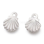 304 Stainless Steel Charms, Laser Cut, Scallop Shell Shape, Stainless Steel Color, 7.5x5.5x0.5mm, Hole: 1mm(STAS-L262-05P)