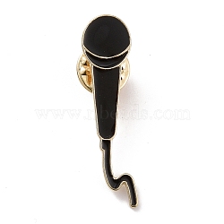 Microphone Enamel Pin, Light Gold Plated Alloy Musical Instruments Badge for Backpack Clothes, Black, 41x10.5x1.5mm(JEWB-G012-G02)