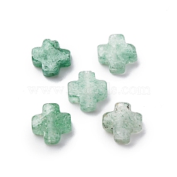 Natural Green Strawberry Quartz Beads, Cross, 8x8x3mm, Hole: 1.2mm(G-K369-04H)