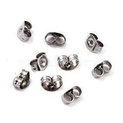 Tarnish Resistant 304 Stainless Steel Ear Nuts, Butterfly Earring Backs for Post Earrings, Stainless Steel Color, 6x4.5x3mm, Hole: 0.8mm(A-STAS-O084-02)