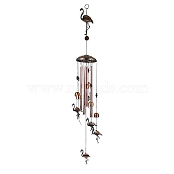 Iron Wind Chimes, Pendant Decorations, with Bell Charms, Flamingo Shape, 830~1050mm(WICH-PW0001-09D)