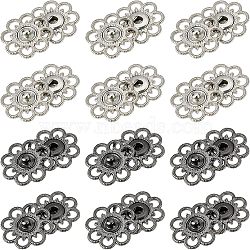 20 Sets 2 Colors Hollow Alloy Snap Buttons, Sewing Accessories, Flower, Gunmetal & Platinum, 25mm, 10sets/color(BUTT-NB0001-38)