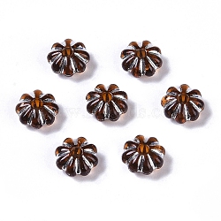 Acrylic Beads, Silver Metal Enlaced, Flower, Coconut Brown, 6.5x6.5x3.5mm, Hole: 1.6mm, about 6250pcs/500g(SACR-C005-02F)