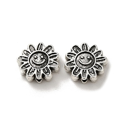 Tibetan Style Alloy Beads, Cadmium Free & Lead Free, Antique Silver, Flower, 12.5x13x4mm, Hole: 1.6mm, about 460pcs/1000g(PALLOY-P302-12B-AS)