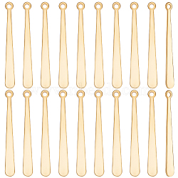 40Pcs 201 Stainless Steel Pendants, Bar, Real 18K Gold Plated, 31.5x3.5x0.5mm, Hole: 1.4mm(STAS-BBC0002-58)