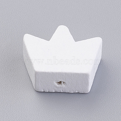 Natural Wood Beads, Dyed, Crown, White, 13x17x8mm, Hole: 2mm, about 840pcs/500g(WOOD-Q030-63H)