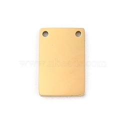 Ion Plating(IP) 304 Stainless Steel Stamping Blank Tag Charms, Laser Cut, Rectangle Charm, Golden, 15x10x1.5mm, Hole: 1.2mm(STAS-K270-37G)