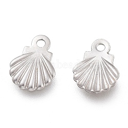 304 Stainless Steel Charms, Laser Cut, Scallop Shell Shape, Stainless Steel Color, 7.5x5.5x0.5mm, Hole: 1mm(STAS-L262-05P)