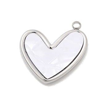 304 Stainless Steel Resin Pendants, Heart Charms, Stainless Steel Color, 21.5x20.5x3mm, Hole: 1.8mm
