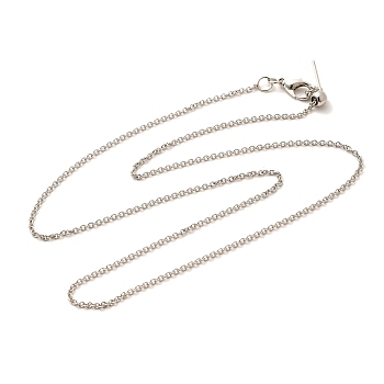 1mm Rack Plating Brass Cable Chain Adjustable Slider Necklaces for Women Men, Cadmium Free & Lead Free, 901 Stainless Steel Clasp, Long-Lasting Plated, Platinum, 17.72 inch(45cm)