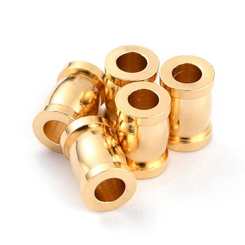 Brass Spacer Beads, Long-Lasting Plated, Column, Real 24K Gold Plated, 6x4mm, Hole: 2mm