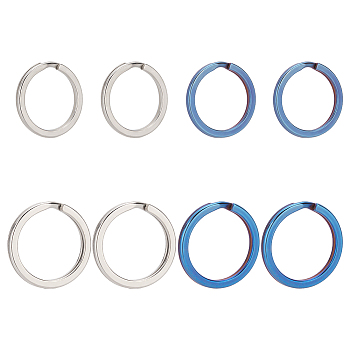 WADORN 8Pcs 4 Styles Titanium Alloy Split Key Rings, Double Loops Jump Rings, Mixed Color, 16~18 Gauge, 20~25x2~2.5mm, Inner Diameter: 15.5~20mm, Single Wire: 1~1.25mm, 2pcs/style