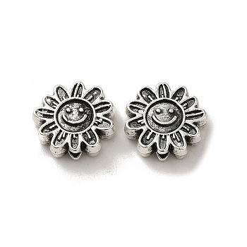 Tibetan Style Alloy Beads, Cadmium Free & Lead Free, Antique Silver, Flower, 12.5x13x4mm, Hole: 1.6mm, about 460pcs/1000g