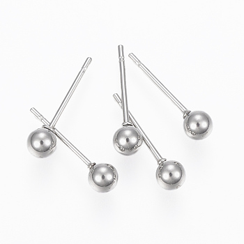 201 Stainless Steel Ball Stud Earrings, with 304 Stainless Steel Pin, Hypoallergenic Earrings, Stainless Steel Color, 16mm, Pin: 0.8mm