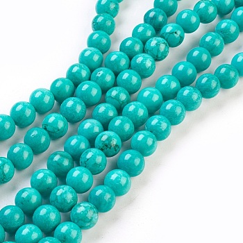 Natural Howlite Beads Strand, Round, Dyed & Heated, Turquoise, 8mm, Hole: 1mm, about 51pcs/strand, 15.35 inch