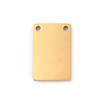 Ion Plating(IP) 304 Stainless Steel Stamping Blank Tag Charms, Laser Cut, Rectangle Charm, Golden, 15x10x1.5mm, Hole: 1.2mm