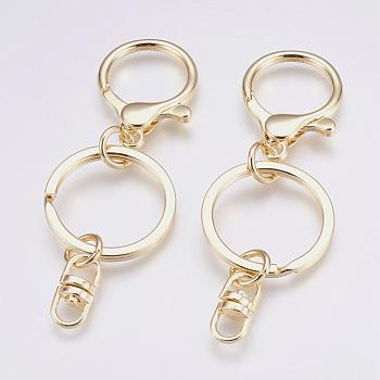 Alloy Keychain, with Iron Findings, Light Gold, 87mm