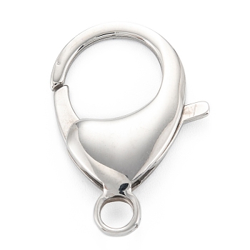 304 Stainless Steel Lobster Claw Clasps, Parrot Trigger Clasps, Stainless Steel Color, 32.5x23x5mm, Hole: 4.4mm