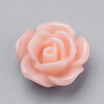 Resin Cabochons, Rose Flower, Light Salmon, 10x5mm, Bottom: 7~8mm