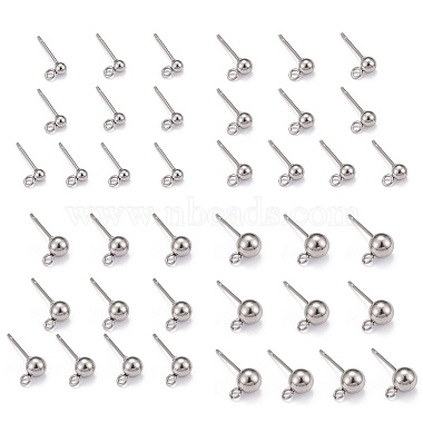 40Pcs 4 Styles 202 Stainless Steel Ball Stud Earring Findings(STAS-LS0001-13P)-3