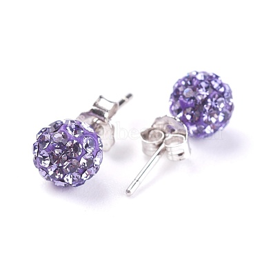 Sexy Valentines Day Gifts for Her 925 Sterling Silver Austrian Crystal Rhinestone Ball Stud Earrings(Q286J221)-2
