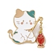 Broche en émail chat et poisson(JEWB-E016-07G-02)-1