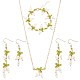 Plastic Pearl Beaded Flower of Life Dangle Earrings & Link Chain Bracelet & Pendant Necklace(SJEW-AN0001-19)-1
