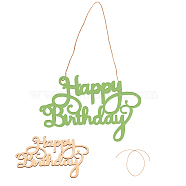 Wood Cutouts Ornaments, with Jute Twine, Hanging Decorations, for Party Gift Home Decoration, Happy Birthday, BurlyWood, 22x16x0.3cm, Jute Rope: 49~51x0.1cm(WOOD-CN0001-003)
