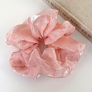 Romantic Rhinestone Polyester Elastic Hair Ties, Scrunchie/Scrunchy, Ponytail Holder for Women Girls, Light Coral, (PR0376-2)