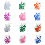 12Pcs 6 Colors Food Grade Eco-Friendly Silicone Beads, Chewing Beads For Teethers, DIY Nursing Necklaces Making, Butterfly, Mixed Color, 30x23x9mm, Hole: 2mm, 2pcs/color(SIL-CA0001-52)