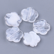 Acrylic Beads, Imitation Gemstone, Flower, Clear & White, 14x15x4mm, Hole: 1.6mm, about 1010pcs/500g(OACR-T006-049)