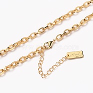 Brass Cable Chain Necklaces, with Lobster Claw Clasps, Long-Lasting Plated, Textured, Word Hand Made, Real 18K Gold Plated, 20-3/8 inch(51.8cm)(NJEW-H206-12G)