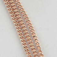 Unwelded Iron Twisted Chains, Curb Chains, with Spool, Rose Gold, 3.3x2.1x0.6mm, about 328.08 Feet(100m)/roll(CH-R078-09RG)