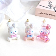 Acrylic Pendants, Rabbit, Mixed Color, 49.7x33.2x25.5mm, Hole: 3.5mm(OACR-L016-28)