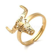 Cattle 304 Stainless Steel Adjustable Rings for Women, Golden, Inner Diameter: 18mm(RJEW-F163-02G)