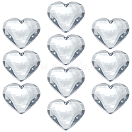 10Pcs Flat Back Acrylic Rhinestone Cabochons, Faceted Heart, Clear, 51.5x59x9mm(OACR-FG0001-22B)