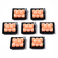 Opaque Epoxy Resin Cabochons, Imitation Food, Sushi, Coral, 23x19.5x11.5mm(CRES-S358-66)