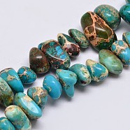 Natural Imperial Jasper Beads Strands, Chips, Dyed, Sky Blue, 8~16x4~10mm, Hole: 1mm, about 15.7 inch(X-G-I123-05E)