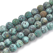 Natural African Turquoise(Jasper) Beads Strands, Frosted, Round, 8mm, Hole: 1mm, about 47pcs/strand, 15.5 inch(G-T106-205)