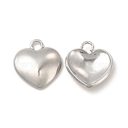 304 Stainless Steel Charms, Heart Charm, Stainless Steel Color, 13x12x3mm, Hole: 1.8mm(STAS-A070-30P)