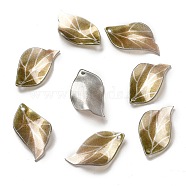 Acrylic Pendants, Leaf, Olive, 26~27x14~15x3~4mm, Hole: 1~1.4mm(SACR-C002-38)