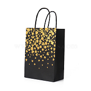 Stamping Style Kraft Paper Bags, with Handle, Gift Bags, Shopping Bags, Rectangle, Clover Pattern, 15x8x21cm(PAAG-PW0001-113D)