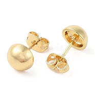 Rack Plating Brass Stud Earrings for Women, Cadmium Free & Lead Free, Long-Lasting Plated, Half Round, Real 18K Gold Plated, 8mm(EJEW-G394-18C-G)