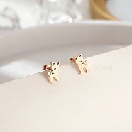 304 Stainless Steel Stud Earrings for Women, Deer, Rose Gold, 11x7mm(DL2638-3)