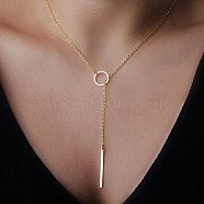 Alloy Ring & Stick Lariat Necklaces for Women, Golden, 26.97 inch(68.5cm)(WG56D22-01)