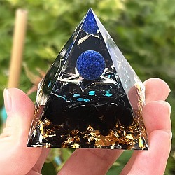 Orgonite Pyramid Resin Energy Generators, Reiki Natural Obsidian Chips Inside for Home Office Desk Decoration, 60mm(PW-WGEE212-01)