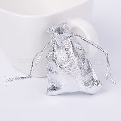 Organza Bags, Rectangle, Silver, 7x5cm(OP-S009-7x5cm-01)